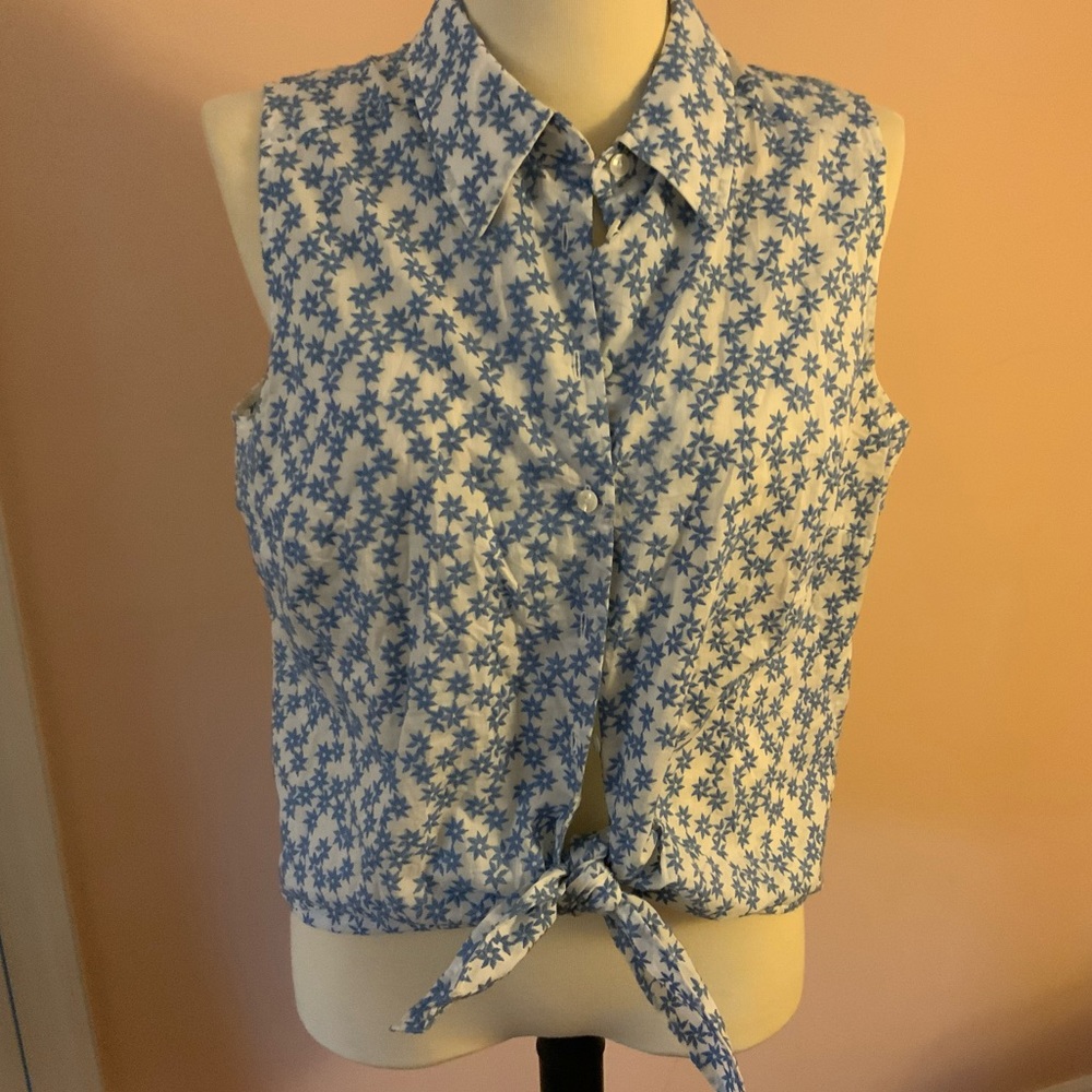 Talbots tie front sleeveless top NWOT